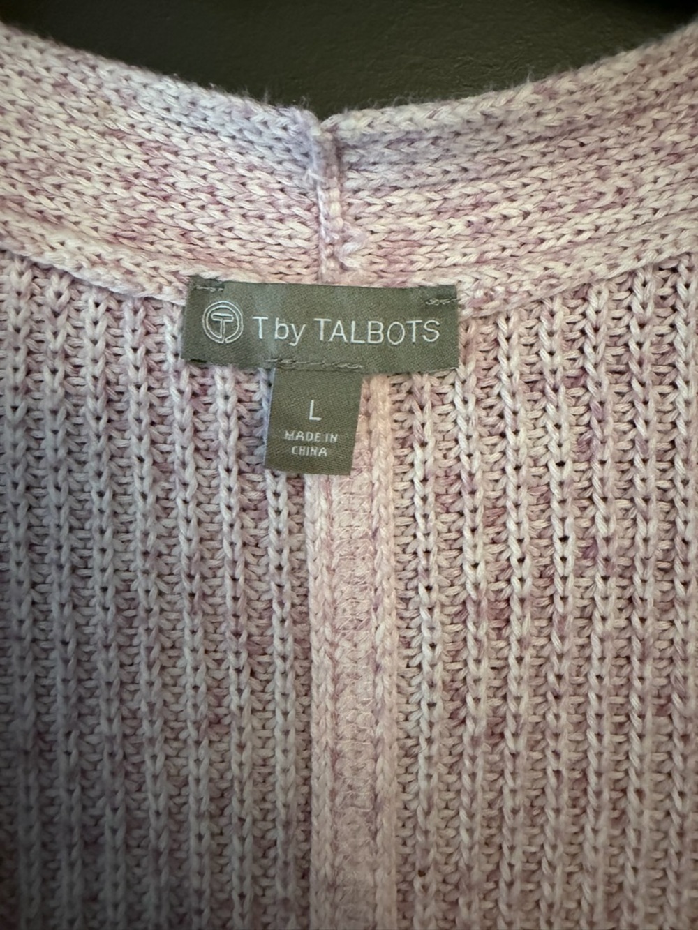 Talbots Light Pink Open-Front Knit Cardigan with Pockets 100% Cotton size Large - Picture 4 of 6